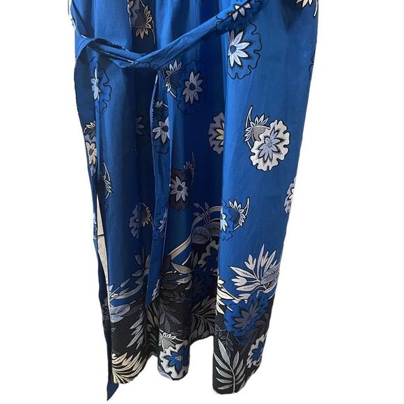 Ann Taylor Tie-Front Poplin Dress Blue Floral Midi Size 6 NWT - Picture 6 of 11